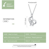925 Silver Heart to Heart Necklace CZ Long Chain For Women Jewelry