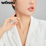 925 Silver Heart to Heart Necklace CZ Long Chain For Women Jewelry