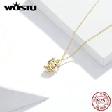 925 Silver Heart to Heart Necklace CZ Long Chain For Women Jewelry