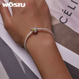 925 Silver Heart Pendant Flower Love Charm Bead for Bracelets Bangles