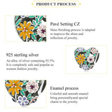 925 Silver Heart Pendant Flower Love Charm Bead for Bracelets Bangles