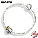 925 Silver Heart Pendant Flower Love Charm Bead for Bracelets Bangles