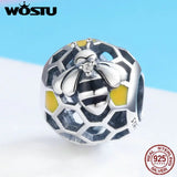 925 Silver Honeycomb Bee Beads Charm for Bracelets Necklaces 925 Jewelry