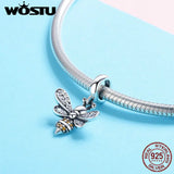 925 Silver Bee Crystal CZ Chain Bead Charms for Bracelet Necklace
