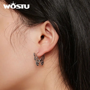 925 Sterling Silver Huge Butterfly Dangle Drop Earrings Women Statement Gift