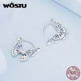 925 Sterling Silver Huge Butterfly Dangle Drop Earrings Women Statement Gift