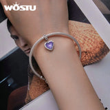 925 Silver Heart-shaped Pendant with Zircon for Women