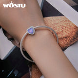 925 Silver Heart-shaped Pendant with Zircon for Women