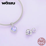 925 Silver Heart-shaped Pendant with Zircon for Women