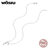 925 Silver Key & Lock Charming Necklace Star Moon Sun Chain Fine Jewelry