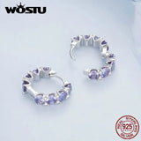 925 Silver Lavender Zircon Ear Clips Elegant Hoops for Women