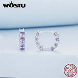 925 Silver Lavender Zircon Ear Clips Elegant Hoops for Women