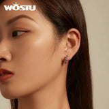 925 Silver Lavender Zircon Ear Clips Elegant Hoops for Women