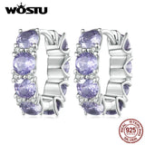 925 Silver Lavender Zircon Ear Clips Elegant Hoops for Women