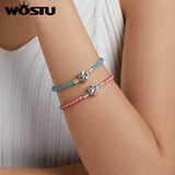 925 Silver Lucky 4-Leaf Leather Bracelet For Women