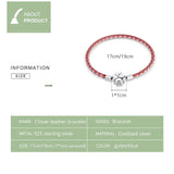 925 Silver Lucky 4-Leaf Leather Bracelet For Women