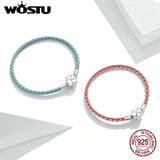 925 Silver Lucky 4-Leaf Leather Bracelet For Women