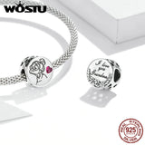 925 Silver Letter Floral Pendant Grandma Charm DIY Necklace Pendant