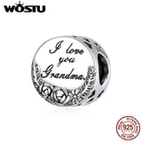 925 Silver Letter Floral Pendant Grandma Charm DIY Necklace Pendant