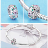 925 Silver Life Tree Rose Flower Bead Charm Pendant for Bracelet DIY