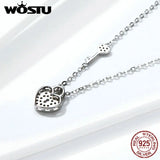 925 Silver Heart Pendant CZ Chain Necklace for Women