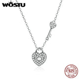 925 Silver Heart Pendant CZ Chain Necklace for Women