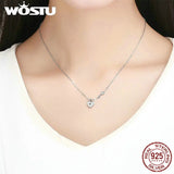 925 Silver Heart Pendant CZ Chain Necklace for Women