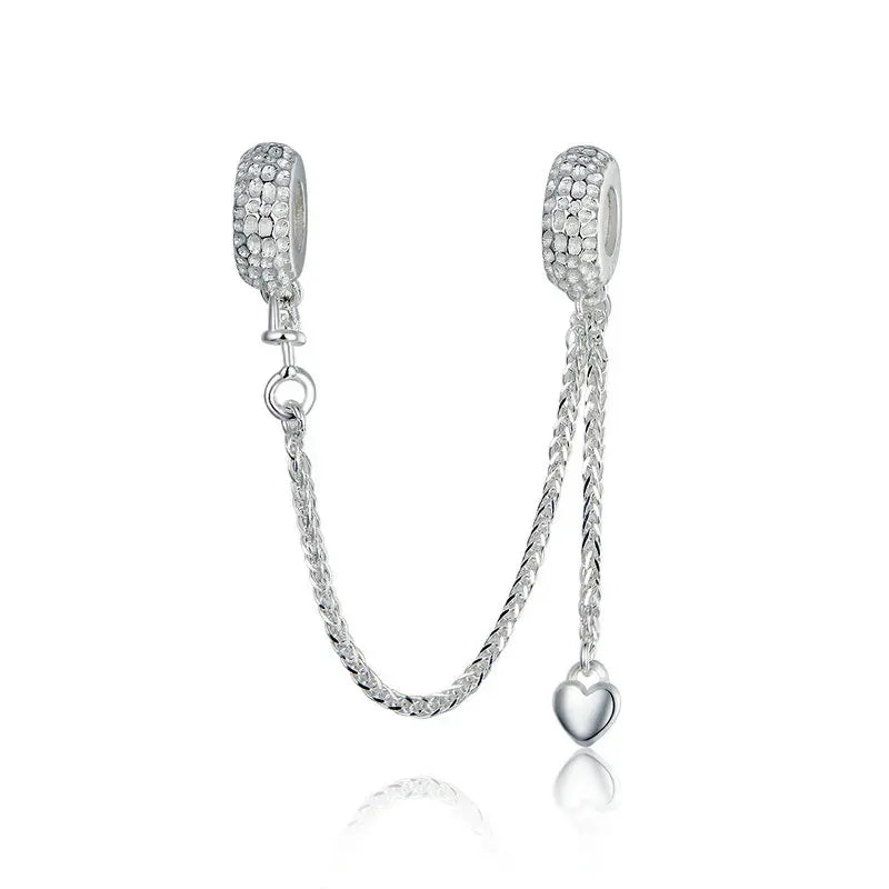 925 Silver Love Connection Safety Chain Charm for Bracelets