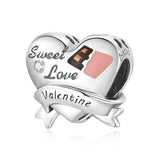 925 Sterling Silver Love Bead Heart Charm for DIY Jewelry Making