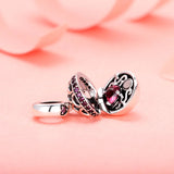 925 Silver Love Beads Pink CZ Charm Pendant for Bracelet Necklace CQC689