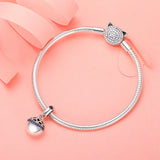 925 Silver Love Beads Pink CZ Charm Pendant for Bracelet Necklace CQC689