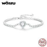 925 Silver Heart Charm Bracelet CZ Bling Bangle Wedding Party Gift