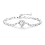 925 Silver Heart Charm Bracelet CZ Bling Bangle Wedding Party Gift