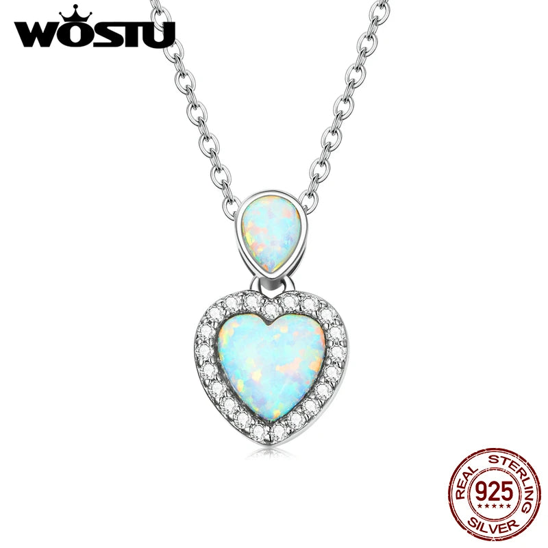 925 Silver Heart Fire Opal Charm Jewelry Set for Women