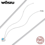 925 Silver Heart Necklace Paw Zircon Long Chain Link CTN225