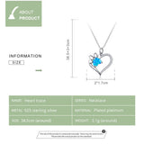 925 Silver Heart Necklace Paw Zircon Long Chain Link CTN225