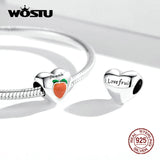 925 Silver Fruit Charm Heart Bead Bracelet DIY Jewelry