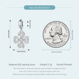 925 Silver Lucky Clover Grass Pendant Butterfly Leaves Charm