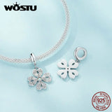 925 Sterling Silver Lucky Clover Pendant Devil's Eye Bead