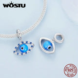 925 Sterling Silver Lucky Clover Pendant Devil's Eye Bead