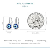 925 Silver Evil Eye Drop Dangle Earrings Zircon Hoops Pendientes
