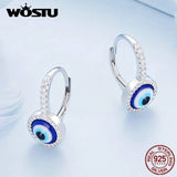 925 Silver Evil Eye Drop Dangle Earrings Zircon Hoops Pendientes