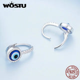 925 Silver Evil Eye Drop Dangle Earrings Zircon Hoops Pendientes