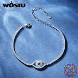925 Silver Evil Eye Tennis Bracelet Clear CZ Turkey Wrist Link Men Jewelry