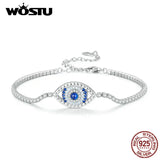 925 Silver Evil Eye Tennis Bracelet Clear CZ Turkey Wrist Link Men Jewelry