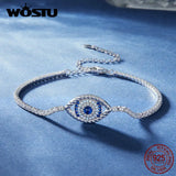 925 Silver Evil Eye Tennis Bracelet Clear CZ Turkey Wrist Link Men Jewelry