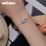 925 Silver Evil Eye Tennis Bracelet Clear CZ Turkey Wrist Link Men Jewelry