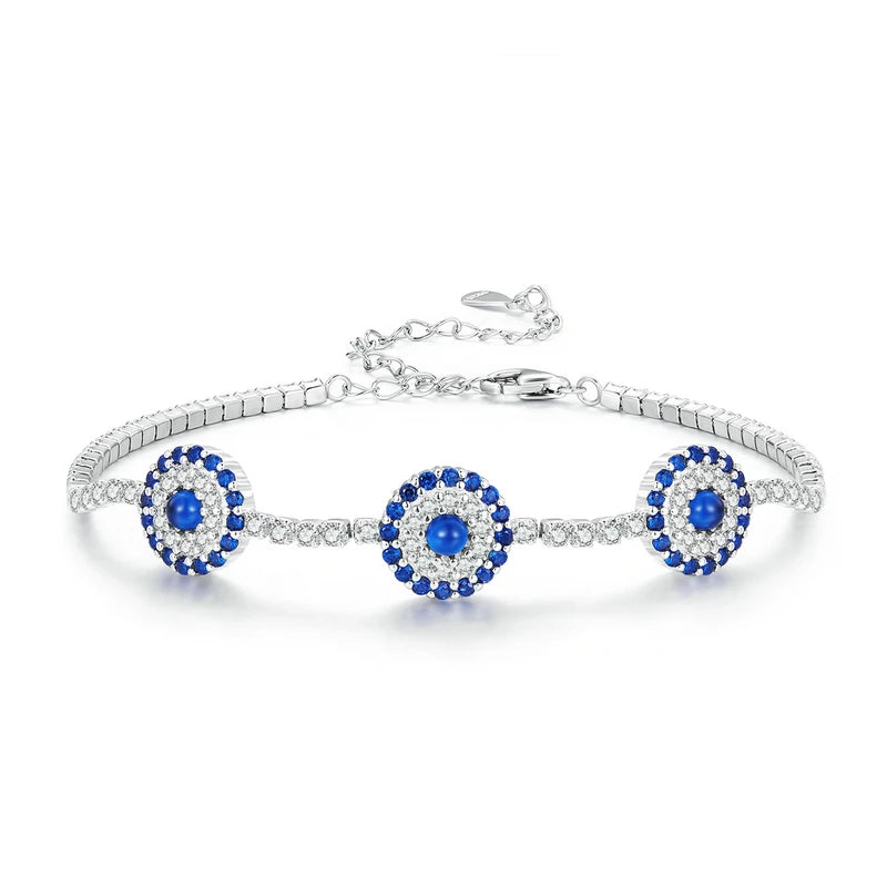 925 Silver Evil Eye Tennis Bracelet Girl Birthday Jewelry Gift
