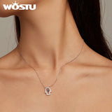 925 Silver Lucky Hand Necklace With zircon Pendant for Women