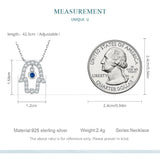 925 Silver Lucky Hand Necklace With zircon Pendant for Women